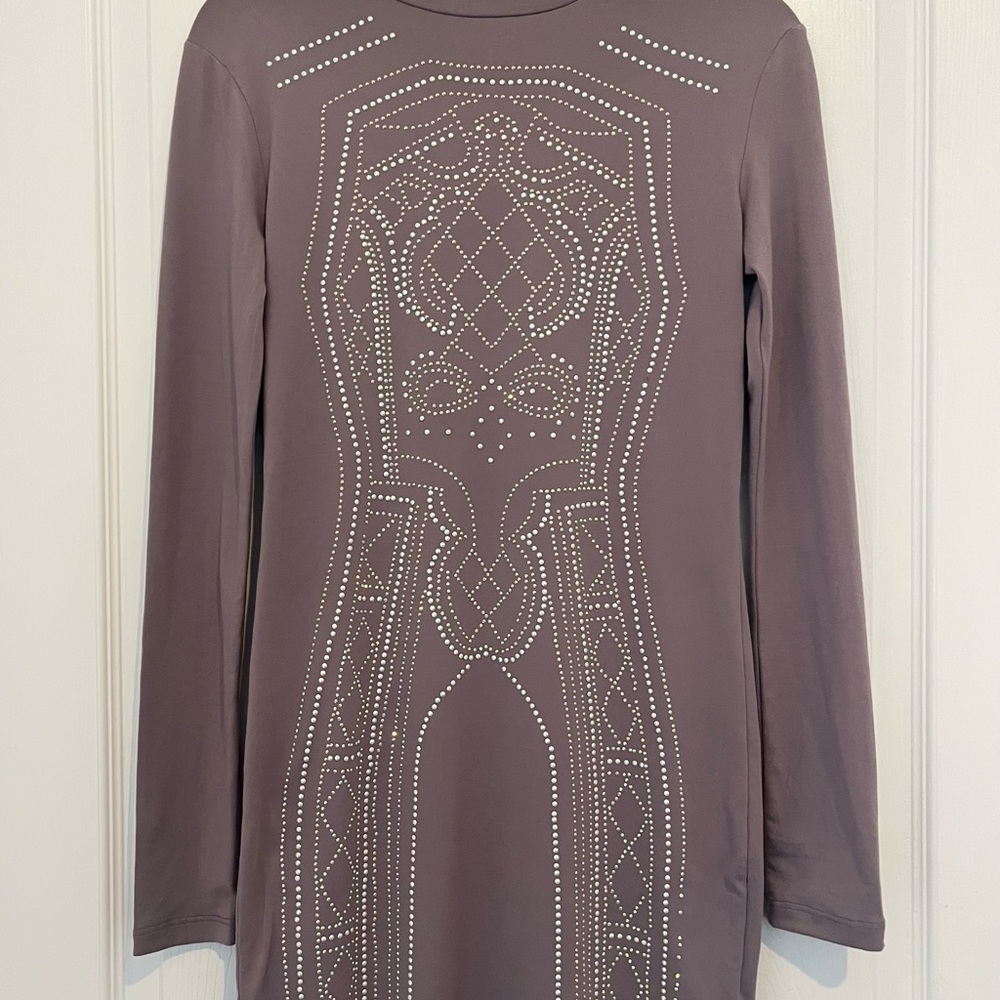 Elegant Studded Long Sleeve Dress